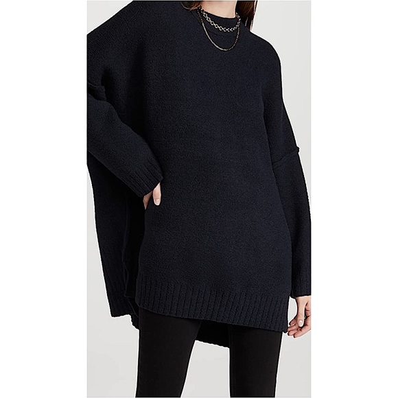 Free People Peaches Tunic Sweater Pullover Black Combo $148 NWT - Picture 11 of 15